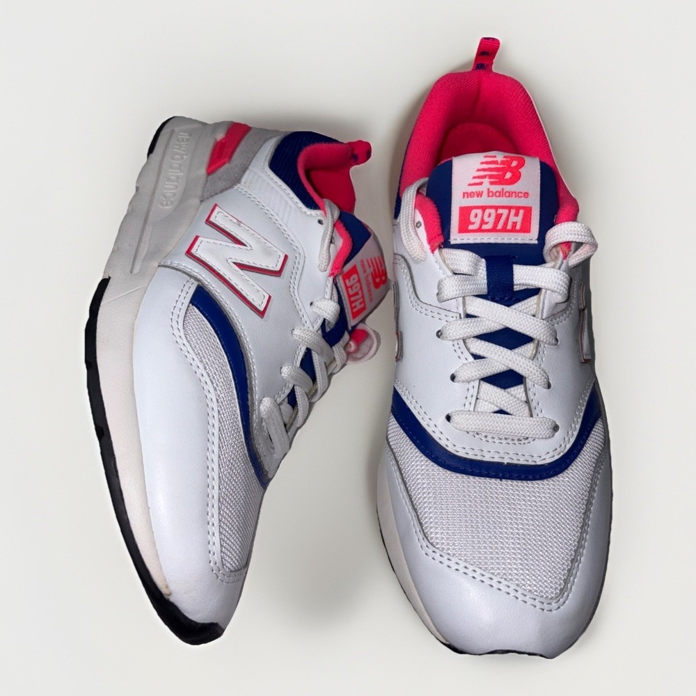 New Balance 997H White Pink Laser Blue Grey Womens Sneaker CW997HAJ Size 8.5